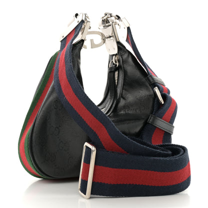 Gucci GG Crystal Coated Canvas Monogram Web Small Attache Shoulder Bag Black 3 of 10