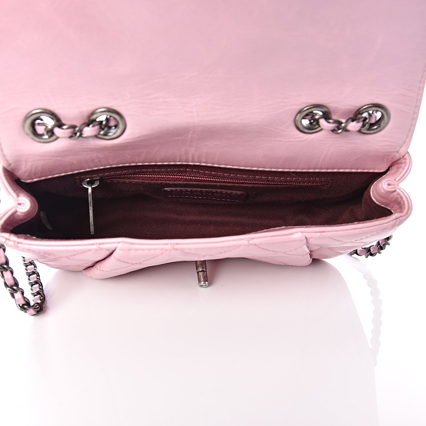 Glazed Calfskin Quilted Mini Coco Pleats Flap Pink