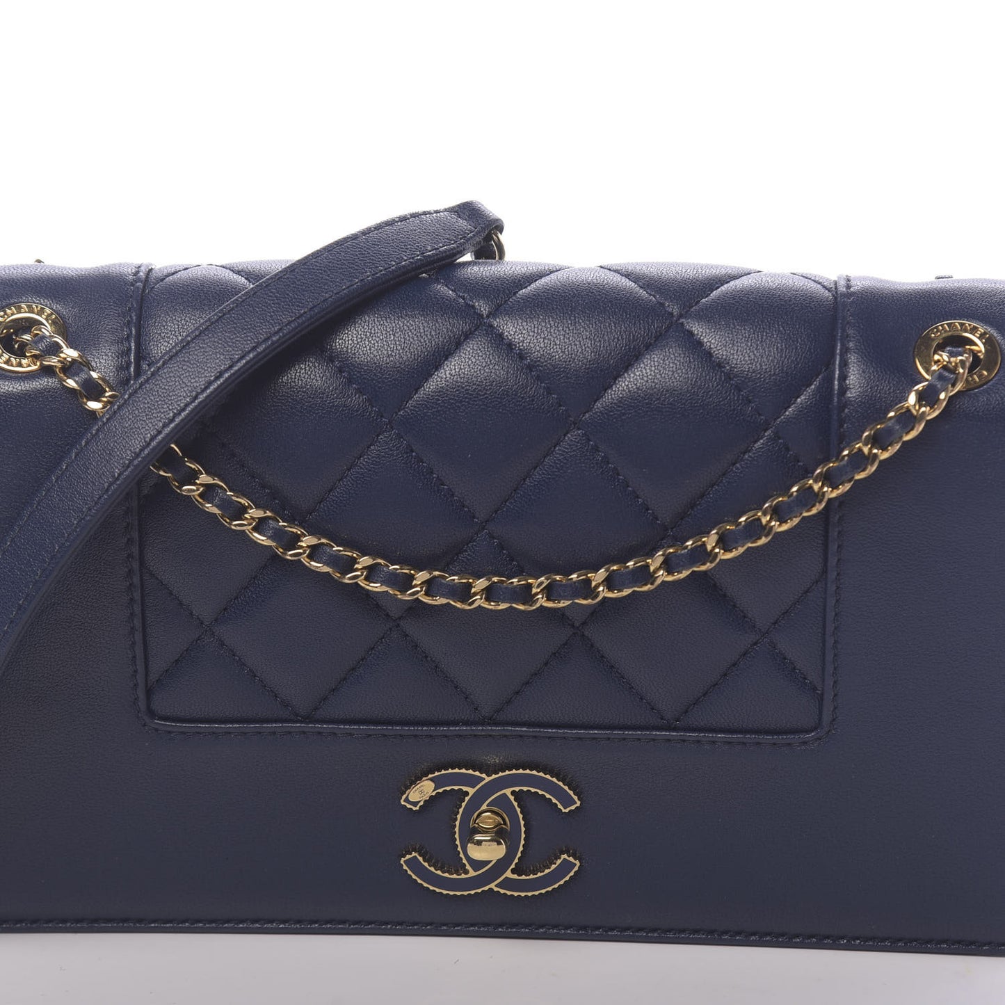 Sheepskin Quilted Medium Vintage Mademoiselle Flap Dark Navy