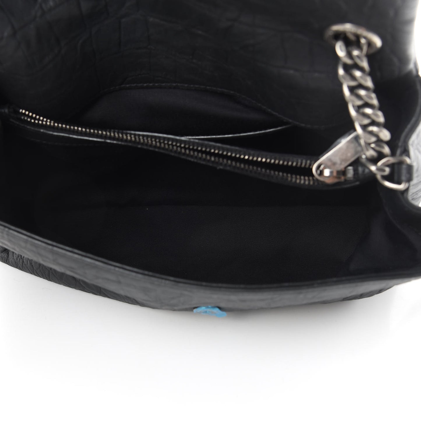 Calfskin Crocodile Embossed Medium West Hollywood Monogram Fold-Over Black