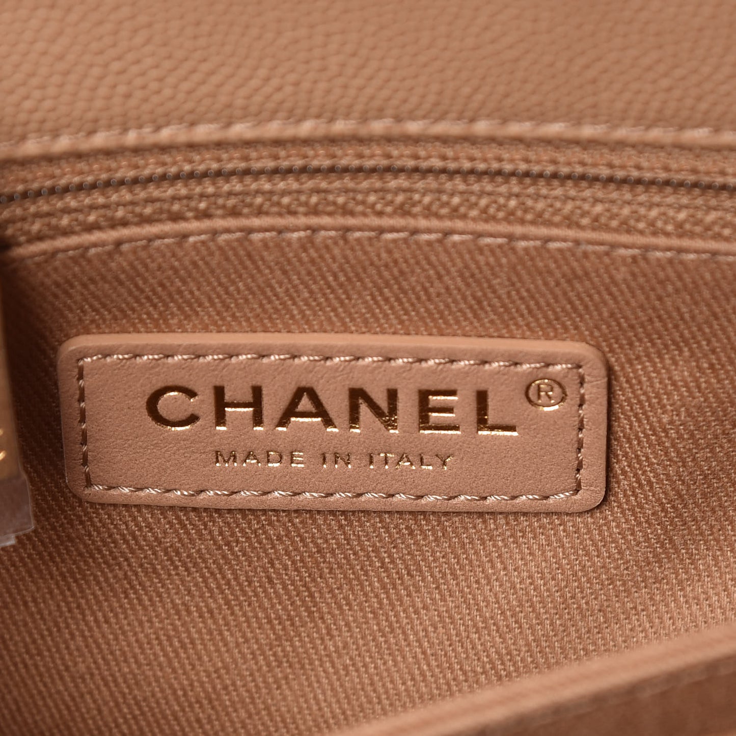 Caviar Quilted Mini Coco Handle Flap Beige