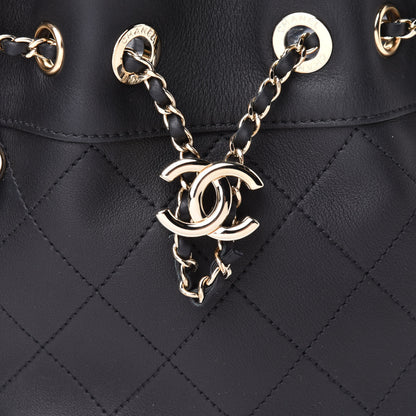 Chanel Calfskin Mini Drawstring CC Bag Black 8 of 12