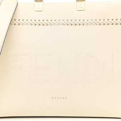 Fendi Vitello King Ceylon Plexiglass Woven Logo Debossed Medium Fendi Sunshine Shopper Tote White Ice 8 of 10