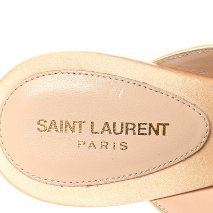 Saint Laurent Crepe Satin Blanco 60 Feathered Mule Sandals 37 Soft Nude 9 of 10