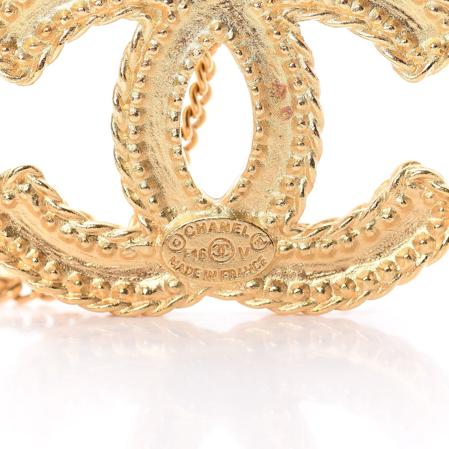 Chanel CC Drop Earrings Matte Gold 4 of 5