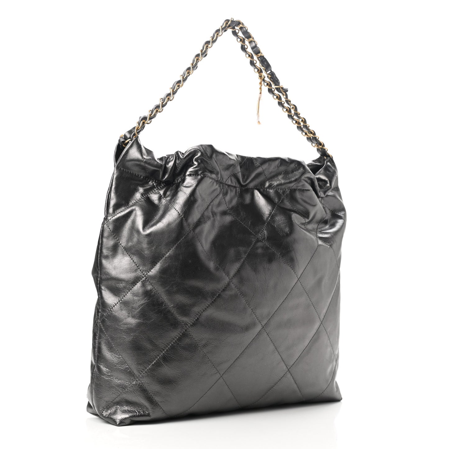 Metallic Calfskin Quilted Chanel 22 Ruthenium