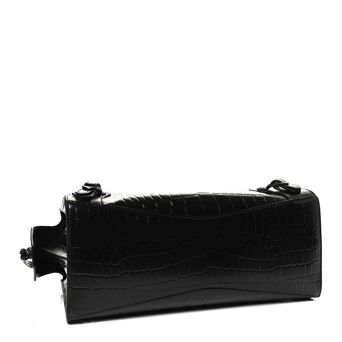 Semi Shiny Calfskin Crocodile Embossed Neo Classic Black Hardware S City Black
