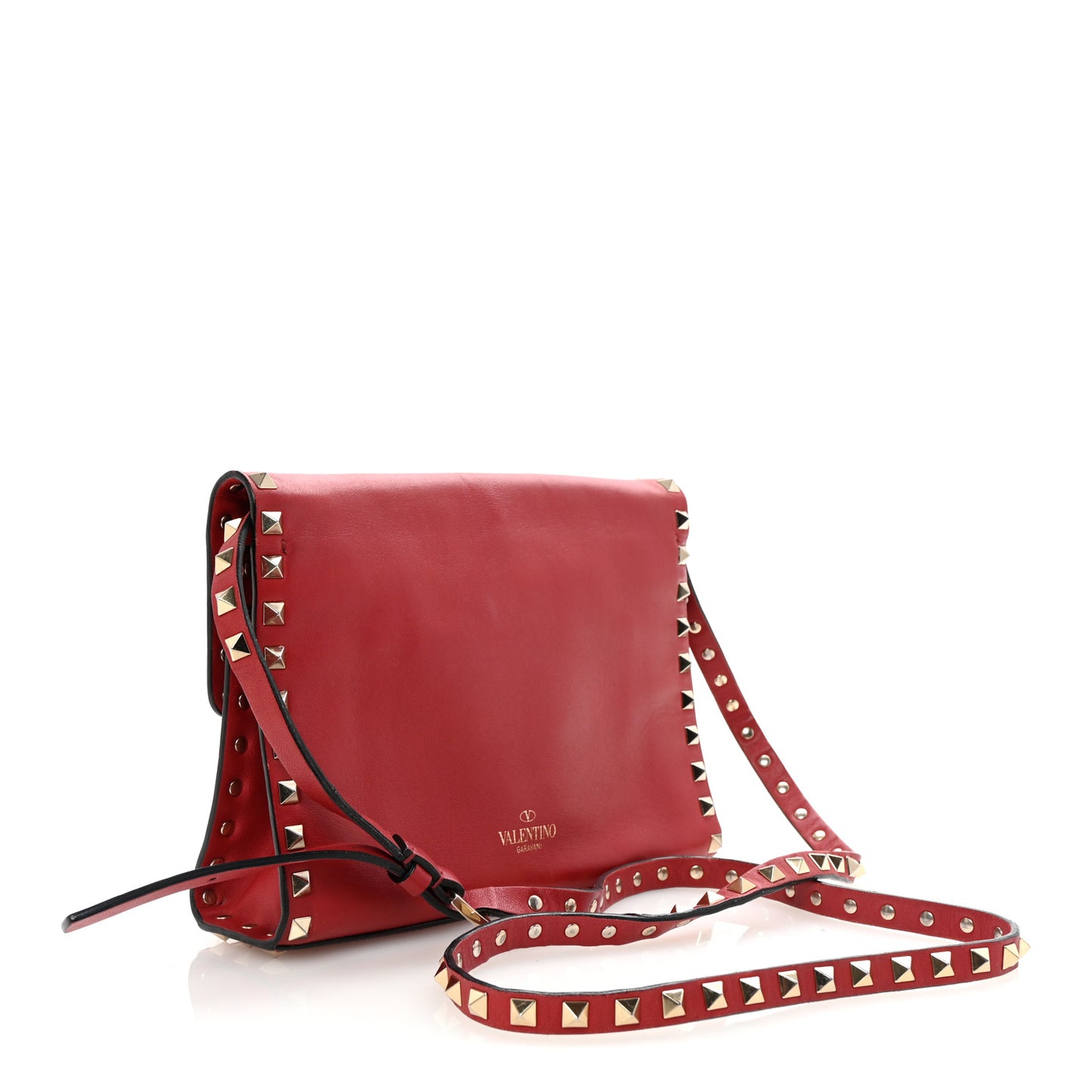 Vitello Medium Rockstud Flip Lock Crossbody Bag Rosso Valentino