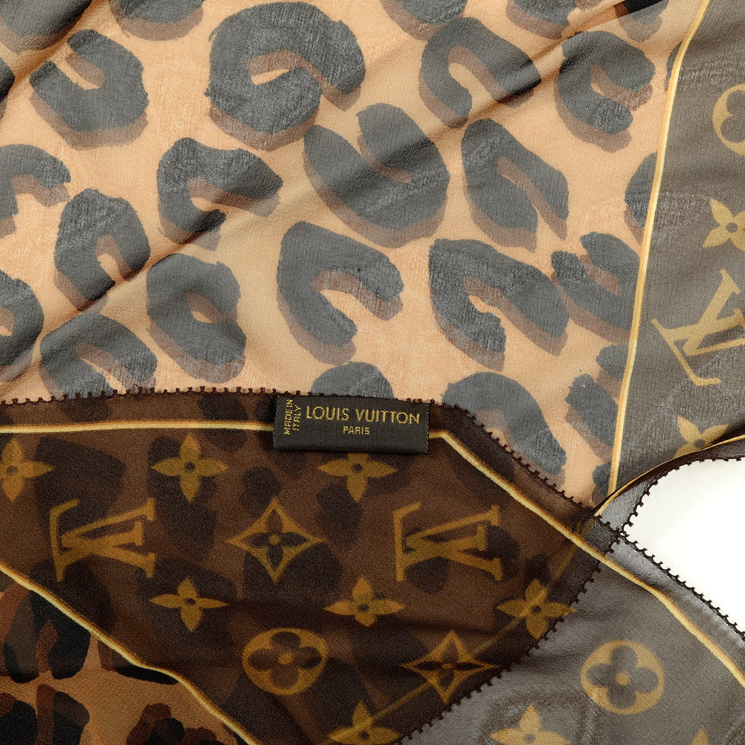 Louis Vuitton Silk Crepe Leopard Monogram Scarf 3 of 4