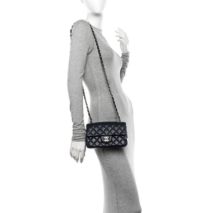 Chanel Lambskin Quilted Mini Rectangular Flap Dark Blue 2 of 10