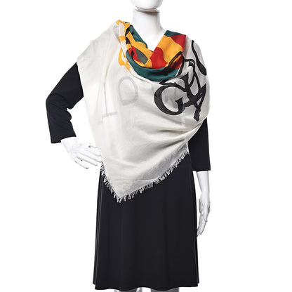 Gucci Modal Silk Coco Capitan Logo Square Scarf White 2 of 7