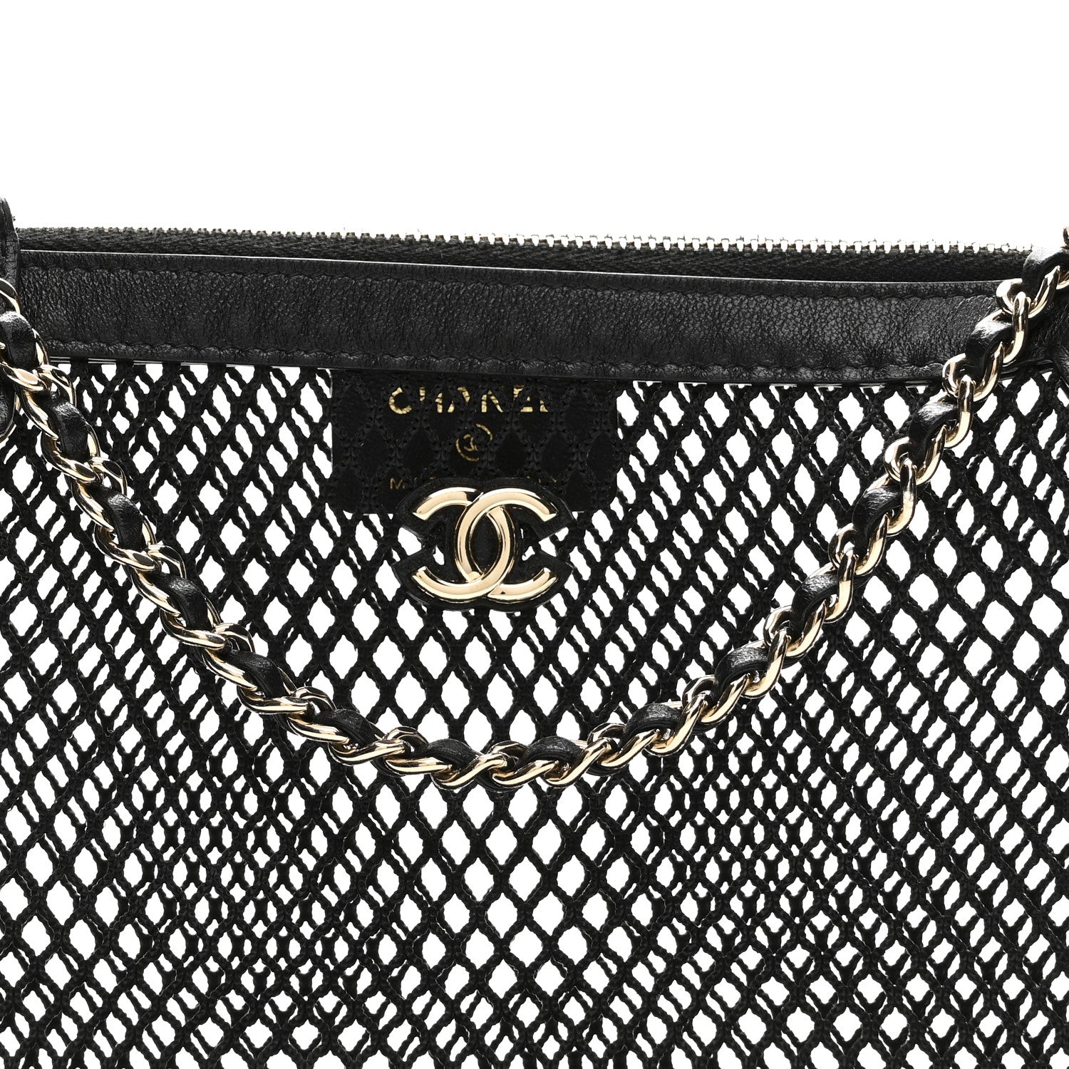 Chanel Mesh Shiny Lambskin Clutch With Chain Black 9 of 15