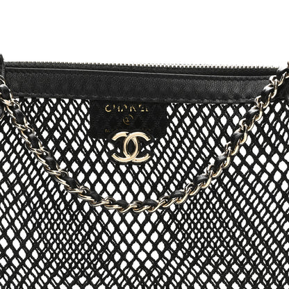 Chanel Mesh Shiny Lambskin Clutch With Chain Black 9 of 15
