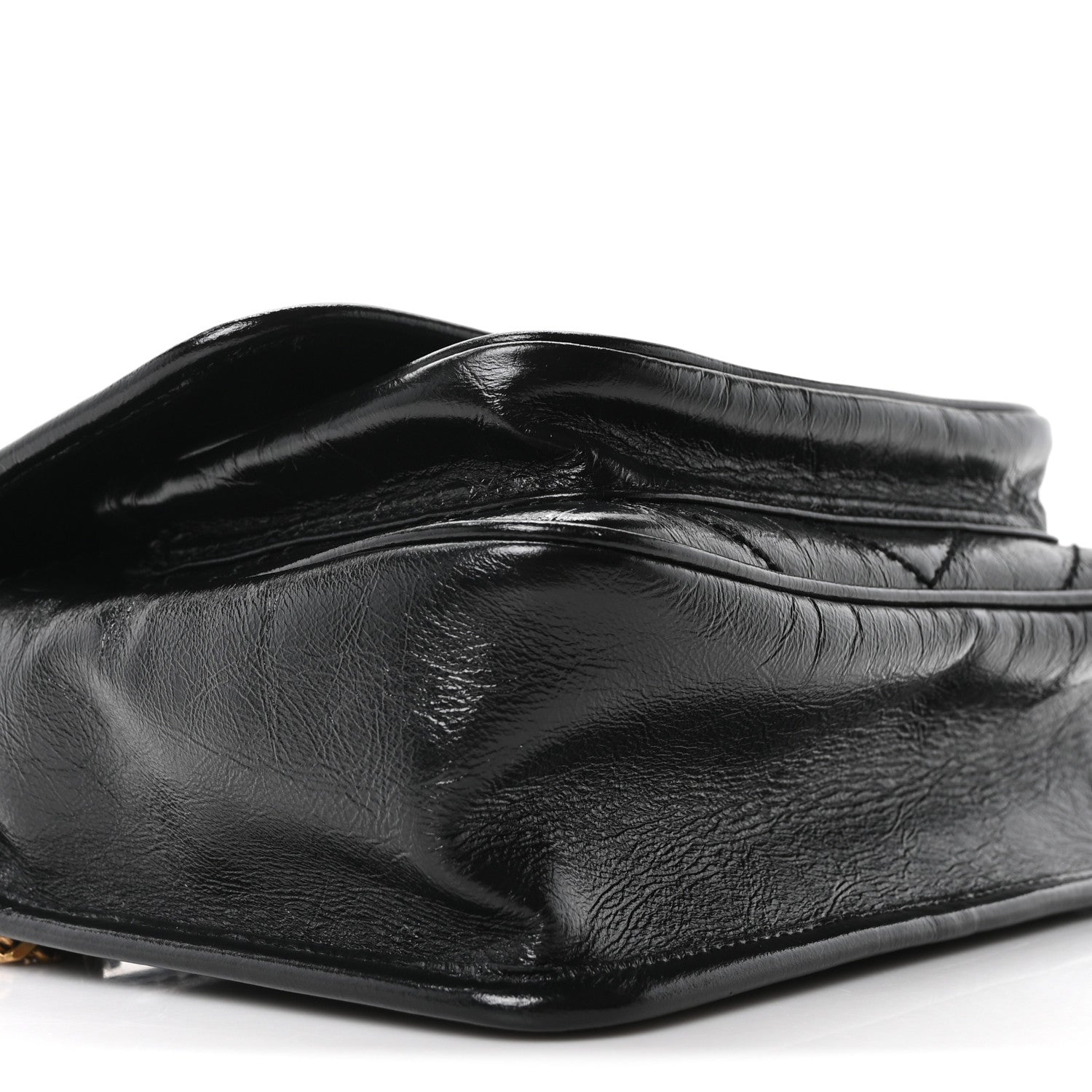Saint Laurent Crinkled Calfskin Matelasse Monogram Baby Niki Chain Satchel Black 9 of 12