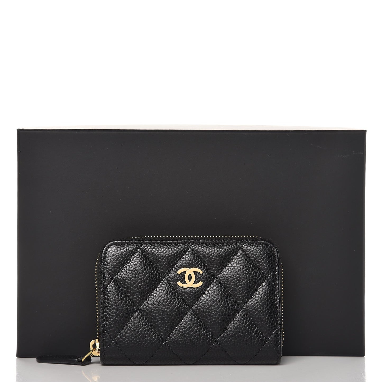 Caviar Quilted Zip Coin Purse Black
