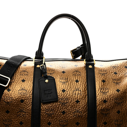 MCM Metallic Visetos Traveler Weekender Duffle Bag Gold 7 of 12