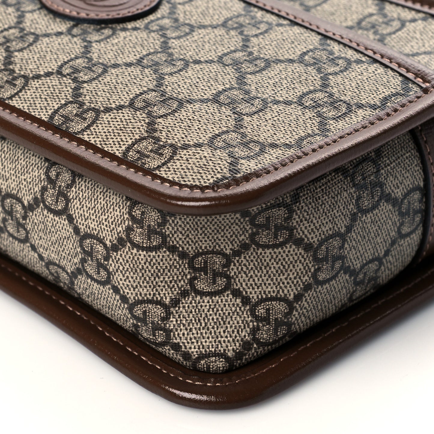 GG Supreme Monogram Azalea Calfskin Mini Retro Interlocking G Shoulder Bag Beige Ebony Brown Sugar