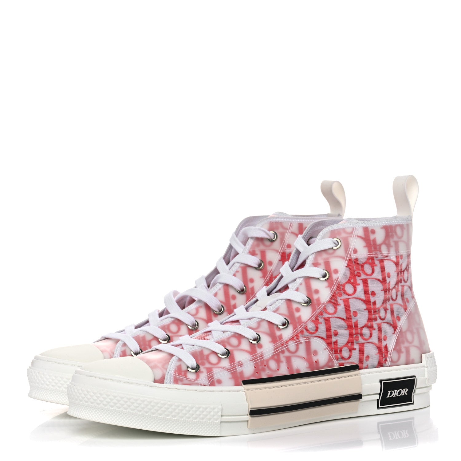 Christian Dior Canvas Oblique Mens B23 High Top Sneakers 44 Red White 2 of 8