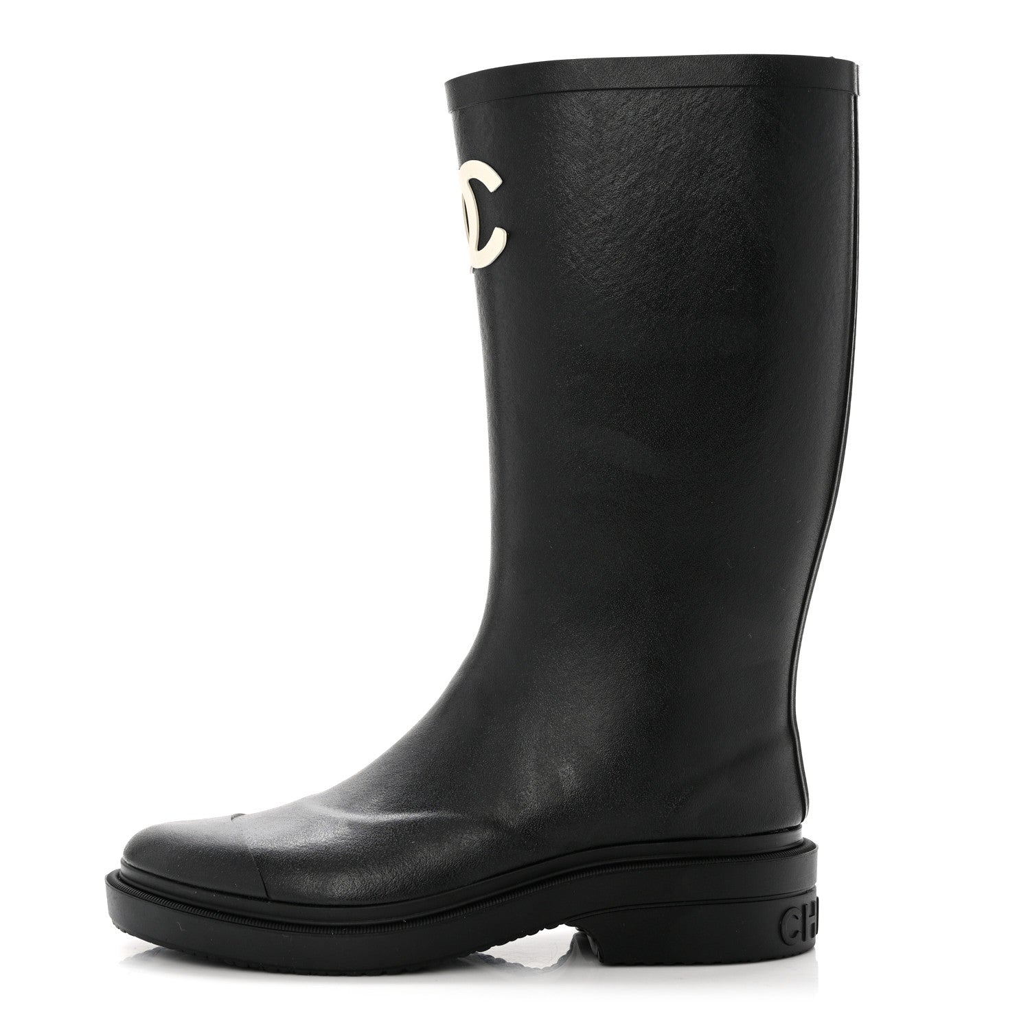 Chanel Caoutchouk CC High Boots 35 Black 1 of 8