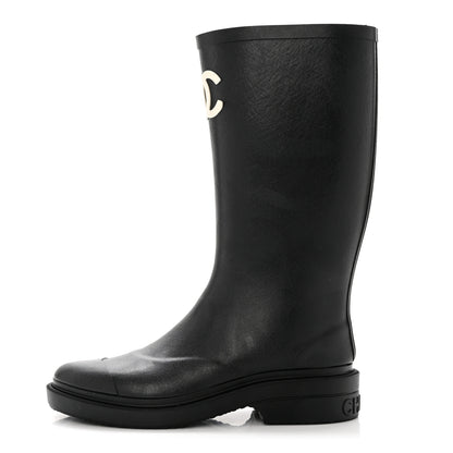Chanel Caoutchouk CC High Boots 35 Black 1 of 8