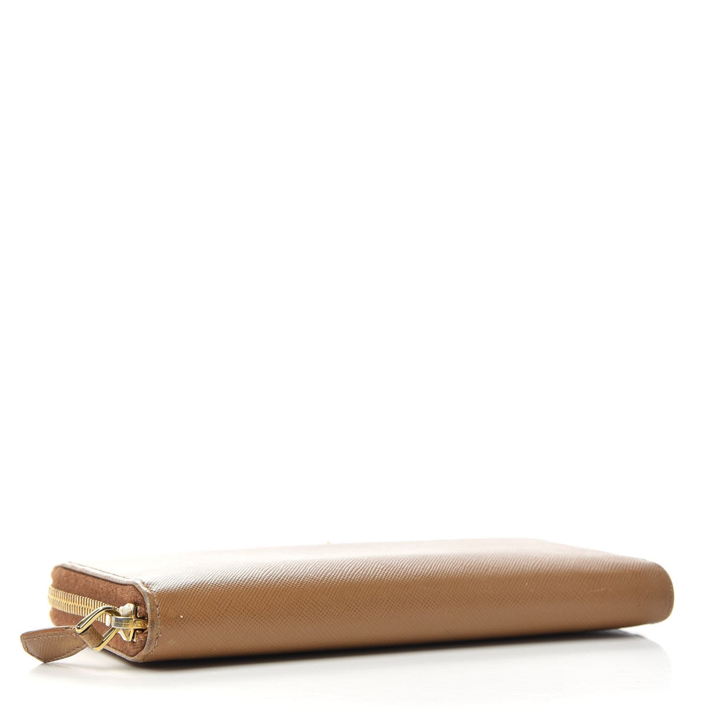 Saffiano Metal Zip Around Wallet Caramel