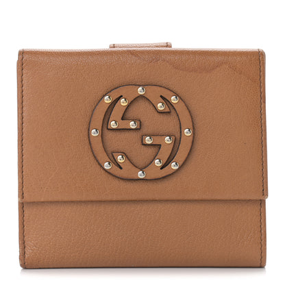 Gucci Calfskin Studded Blondie Compact French Flap Wallet Brown 1 of 11