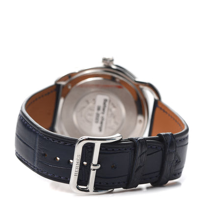 Hermes Stainless Steel Alligator 40mm Arceau Quartz Watch Bleu Abysse 3 of 5
