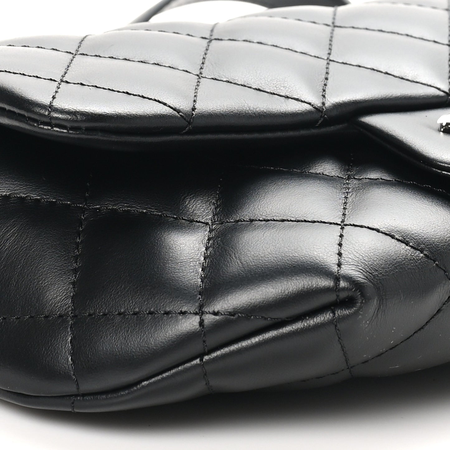 Calfskin Quilted CC Uniform Flap Belt Bag Black