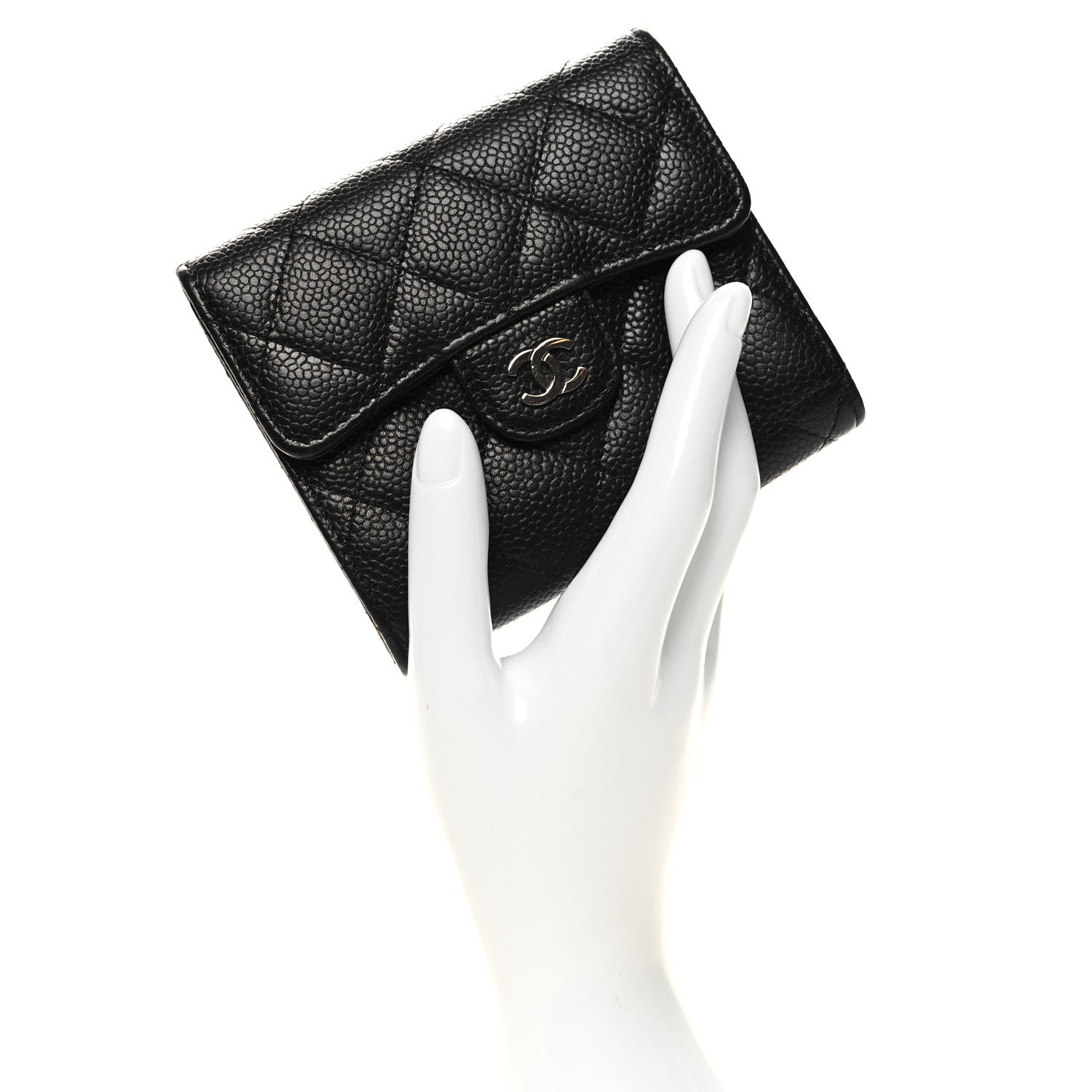 Chanel Caviar Quilted Compact Flap Wallet Black 2 of 8