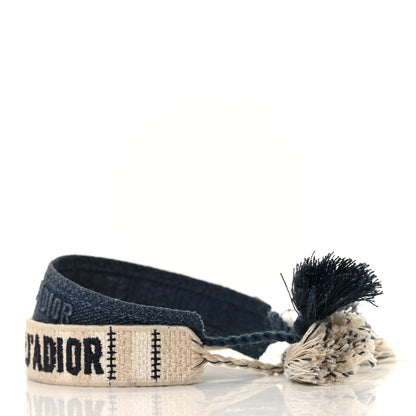 Christian Dior Woven Cotton J'Adior Friendship Bracelet Set Denim Blue Beige 3 of 4