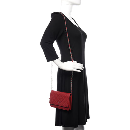 Chanel Caviar Quilted Wallet on Chain WOC Red 2 of 12