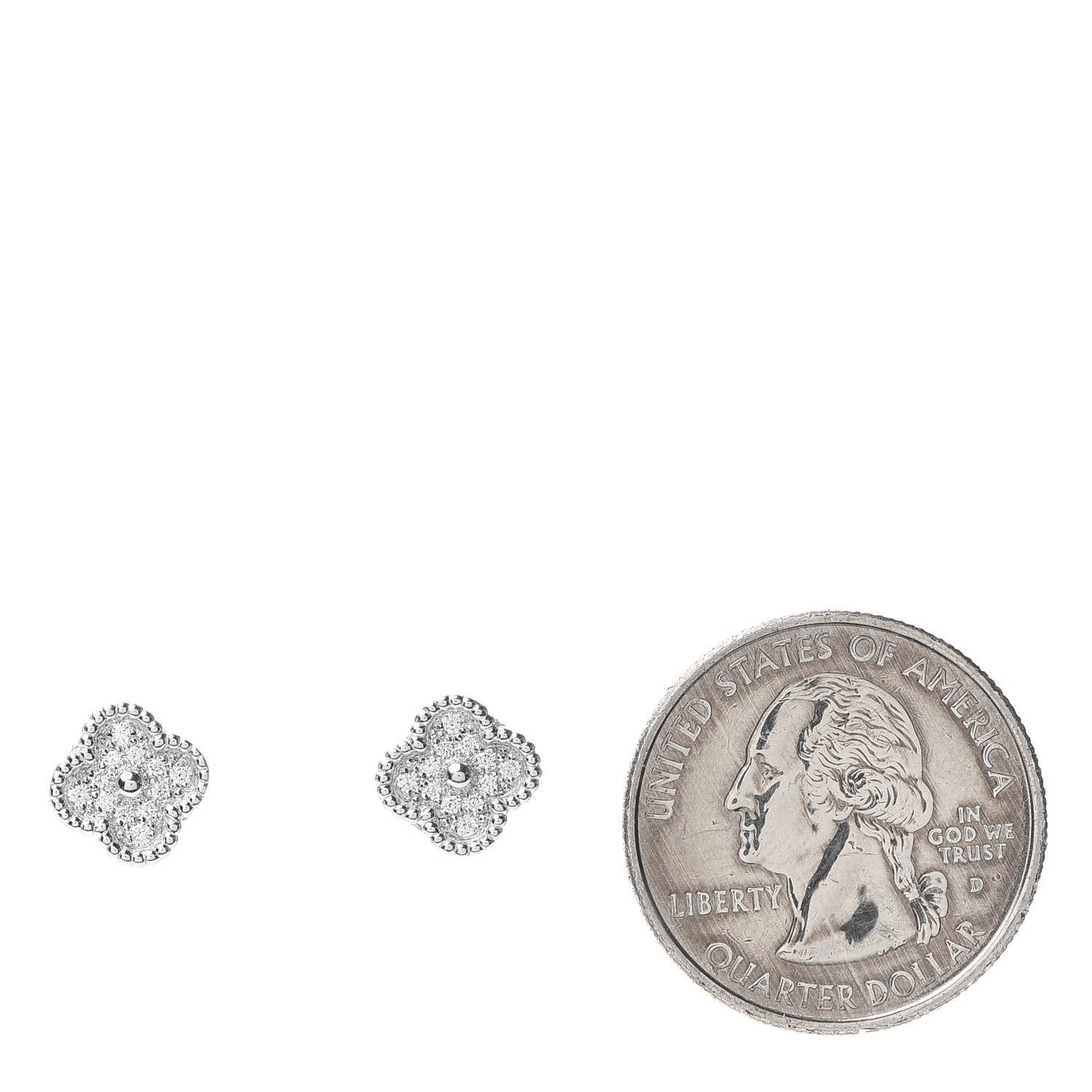 18K White Gold Diamond Sweet Alhambra Earrings