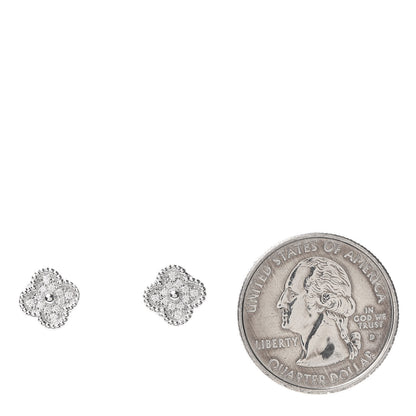 Van Cleef & Arpels 18K White Gold Diamond Sweet Alhambra Earrings 2 of 6