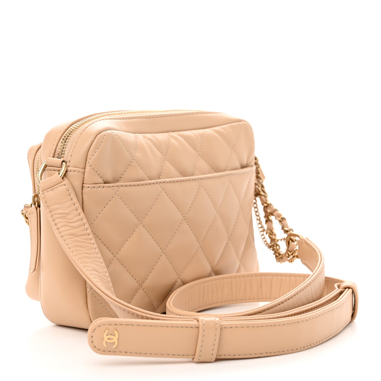 Chanel Calfskin Quilted Small Camera Case Beige 2 of 9