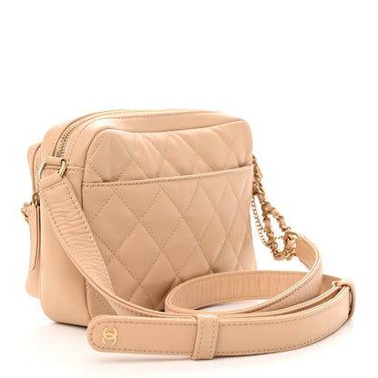 Chanel Calfskin Quilted Small Camera Case Beige 2 of 9