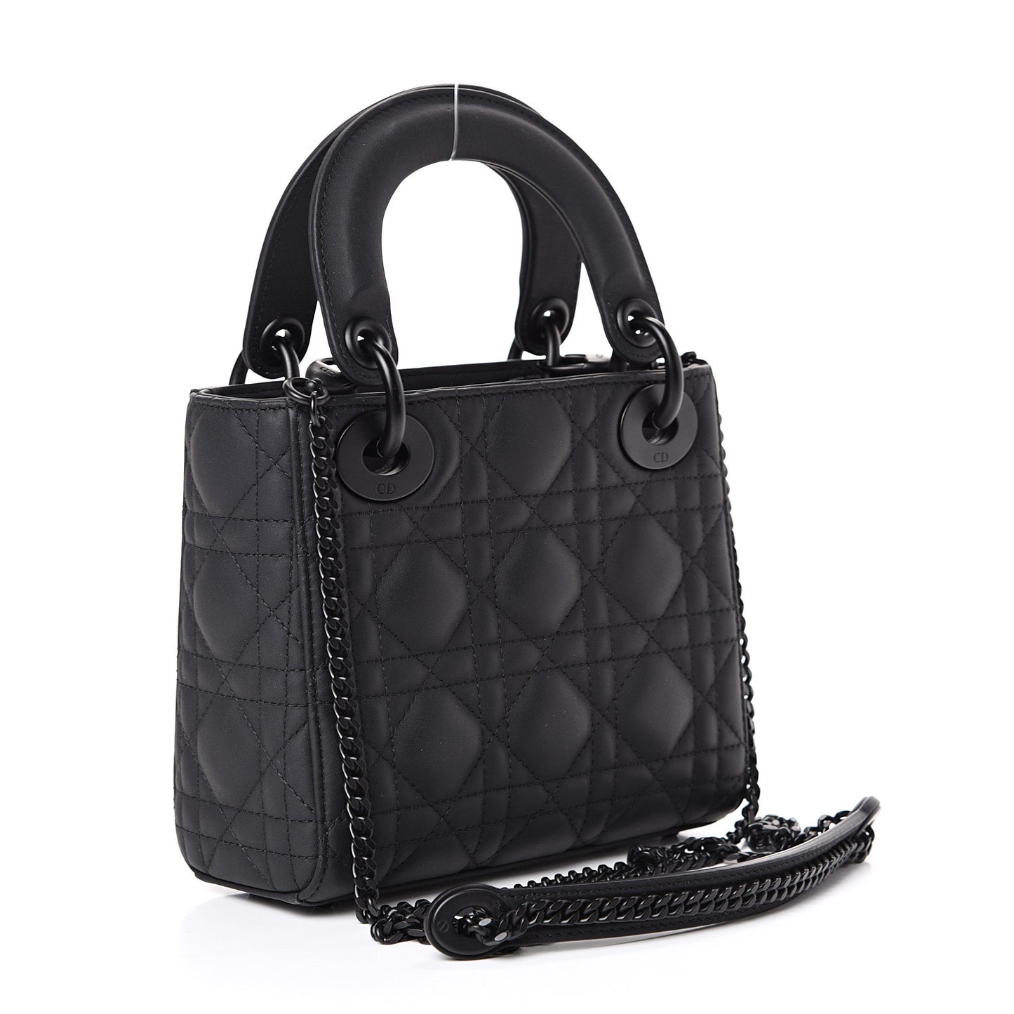 Ultra Matte Calfskin Cannage Mini Lady Dior Black
