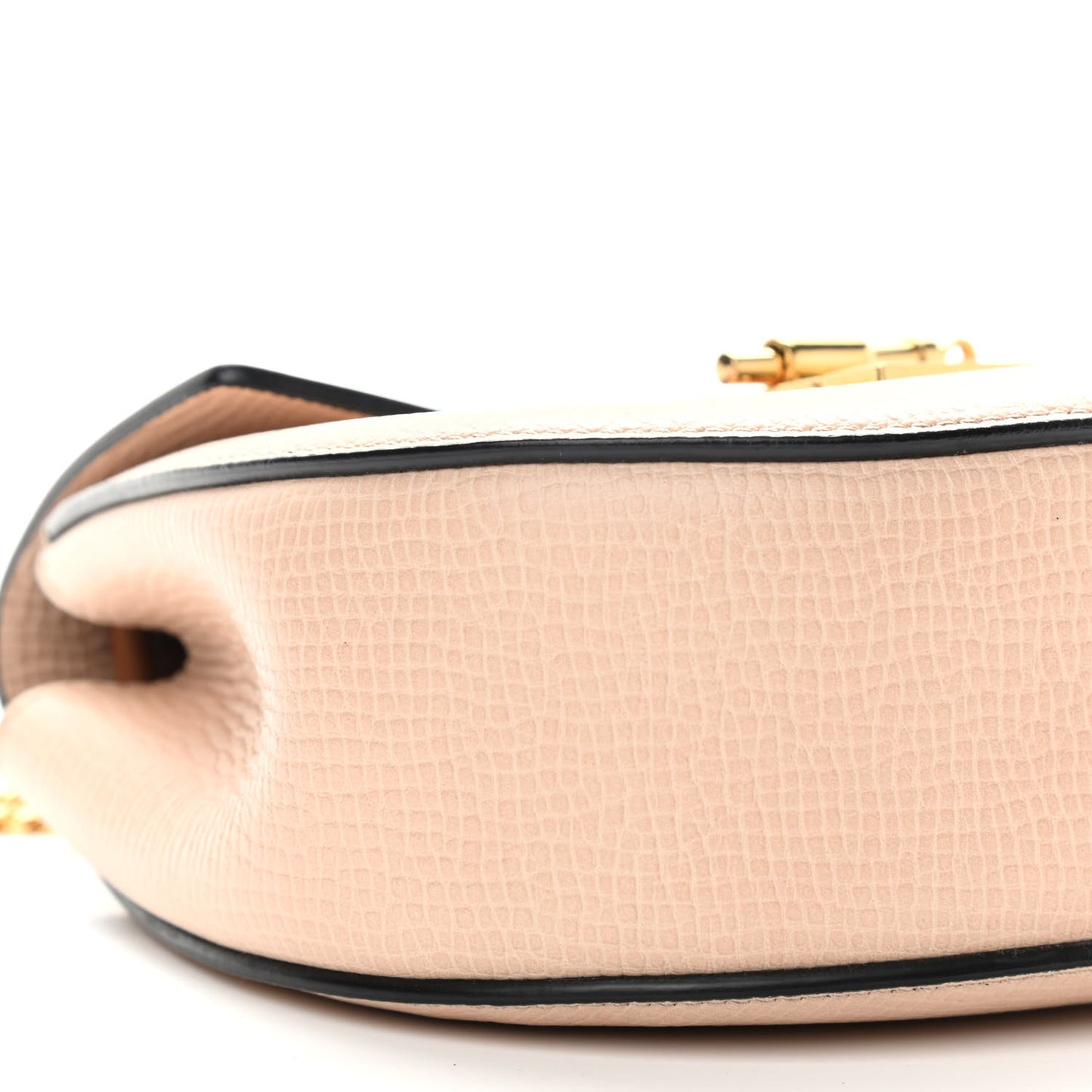 Grained Calfskin Lambskin Mini Bi-Color Drew Shoulder Bag Powder Beige Caramel