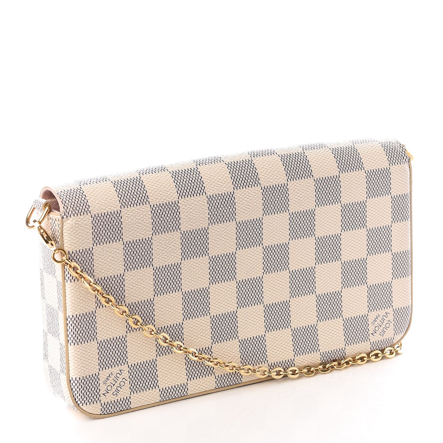 Louis Vuitton Damier Azur Pochette Felicie Chain Wallet Rose Ballerine 2 of 11