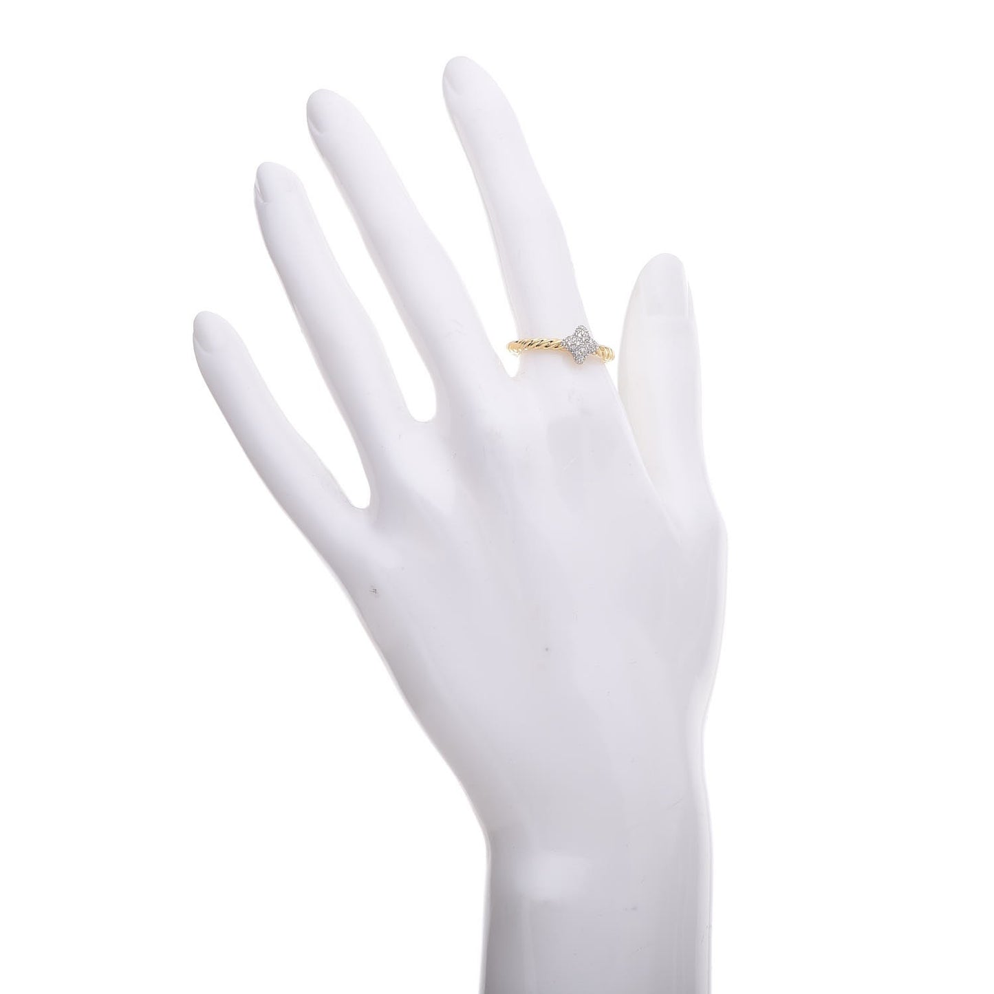 18K Yellow Gold Diamond 6mm Quatrefoil Ring 54 7