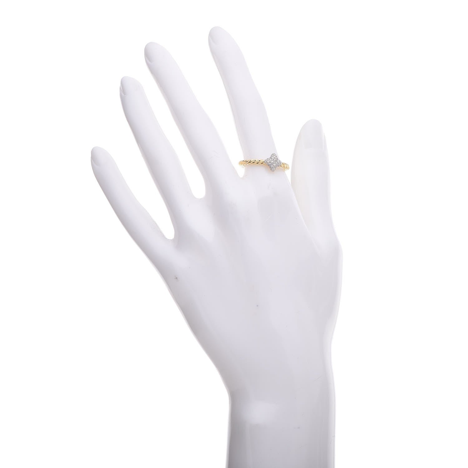 David Yurman 18K Yellow Gold Diamond 6mm Quatrefoil Ring 54 7 2 of 5