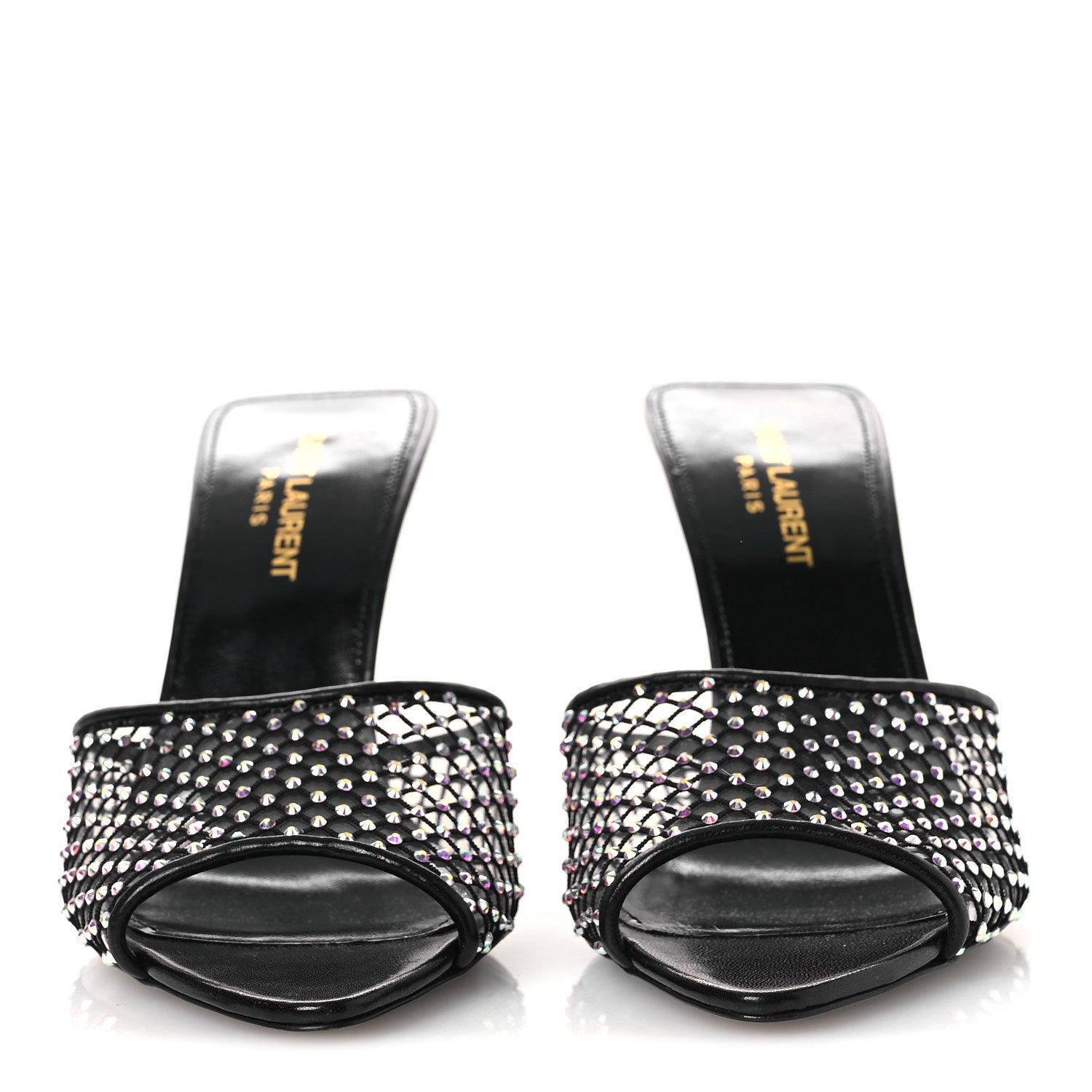 Saint Laurent Mesh Strass Giqua 95 Mule Sandals 37.5 Black 3 of 9