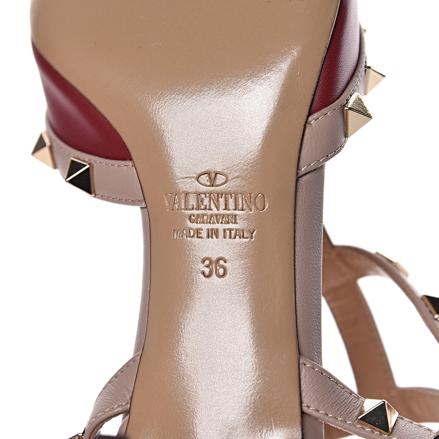 Valentino Garavani Calfskin Nappa Rockstud Ankle Strap 65mm Pumps 36 Rubino Poudre 6 of 9