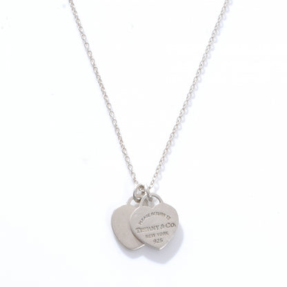 Tiffany Sterling Silver Mini Return to Tiffany Double Heart Tag Pendant Necklace 1 of 4