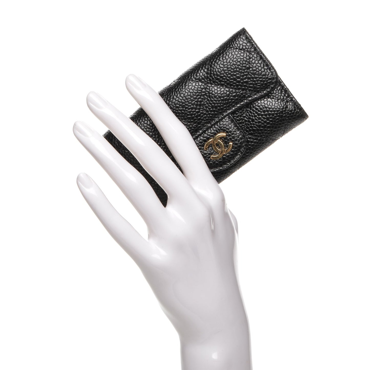 Caviar Quilted 6 Key Holder Black