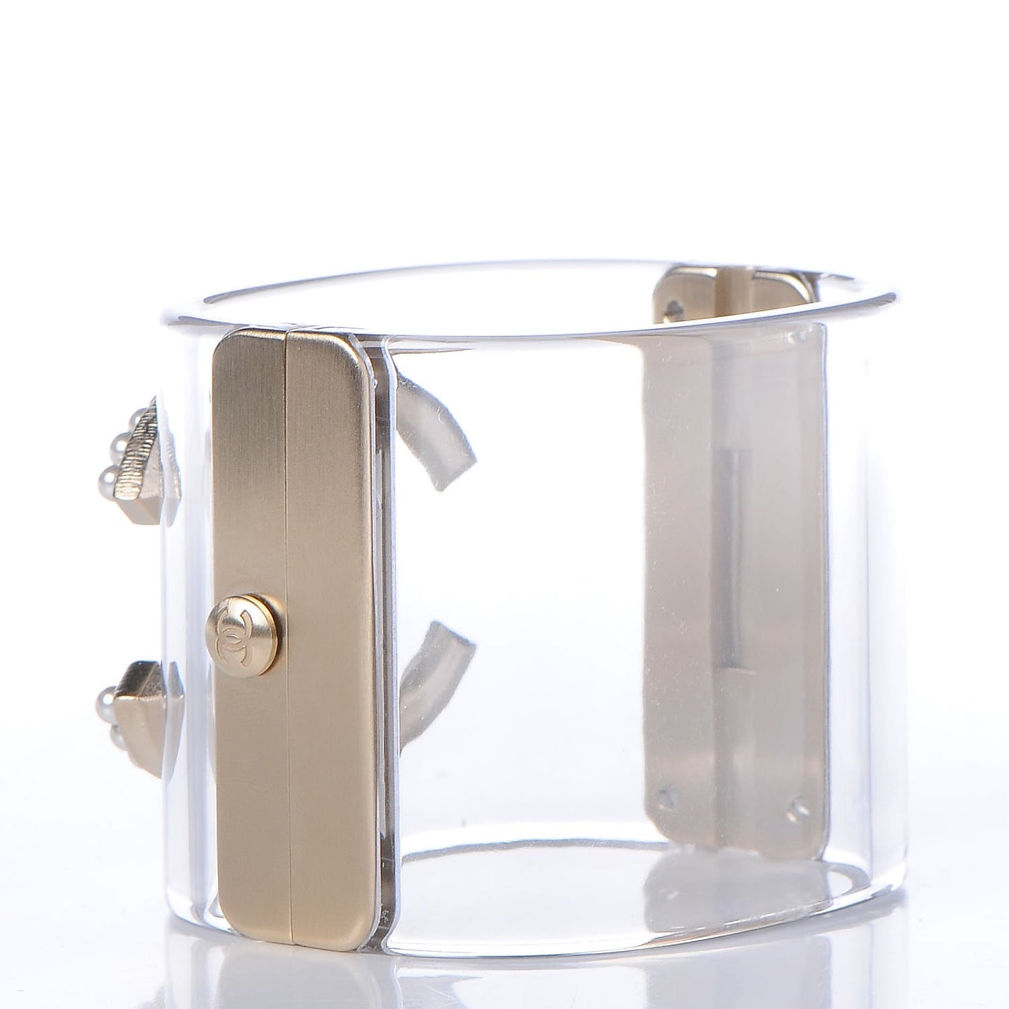 Lucite Pearl CC Cuff Light Gold