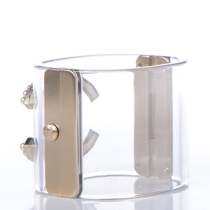 Chanel Lucite Pearl CC Cuff Light Gold 3 of 6