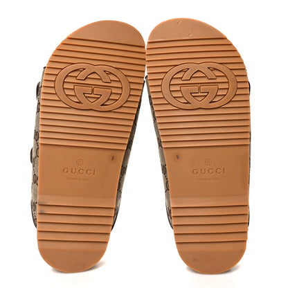 Gucci GG Monogram Lavaredo Eco Fabric Mens Slide Sandals With Straps 9 Beige Ebony Light Brown 5 of 8