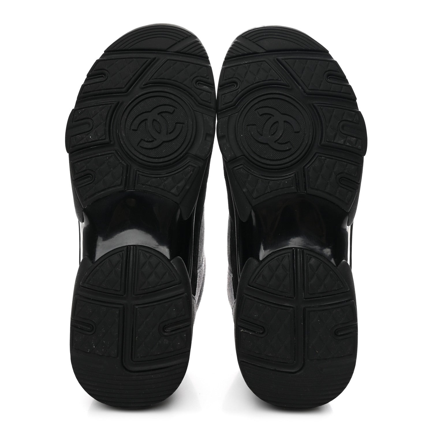Chanel Suede Calfskin CC Sneakers 36.5 Black Grey 6 of 9