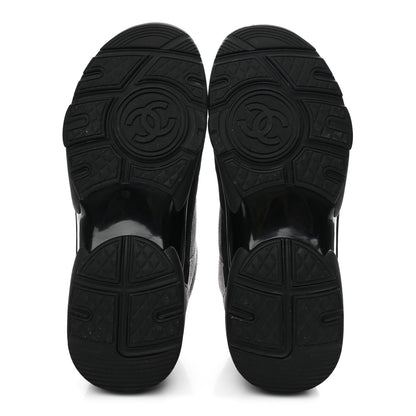 Chanel Suede Calfskin CC Sneakers 36.5 Black Grey 6 of 9