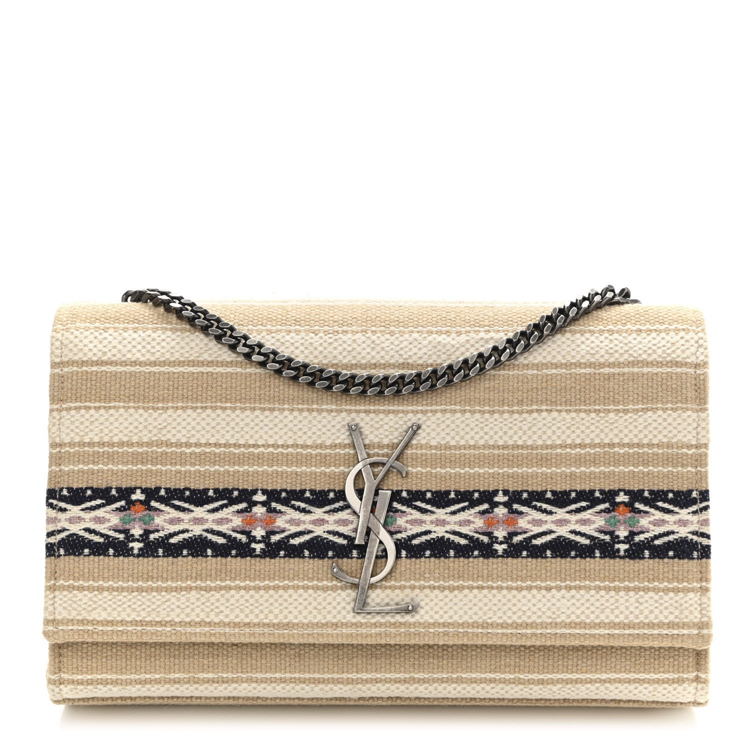 Saint Laurent Berber Canvas Striped Medium Classic Monogram Kate Satchel 1 of 10